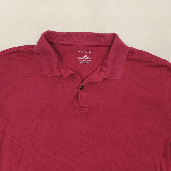 Van Heusen Casual Short Sleeve Collared Polo Shirt Adult Mens Size L Pink - Picture 1 of 10